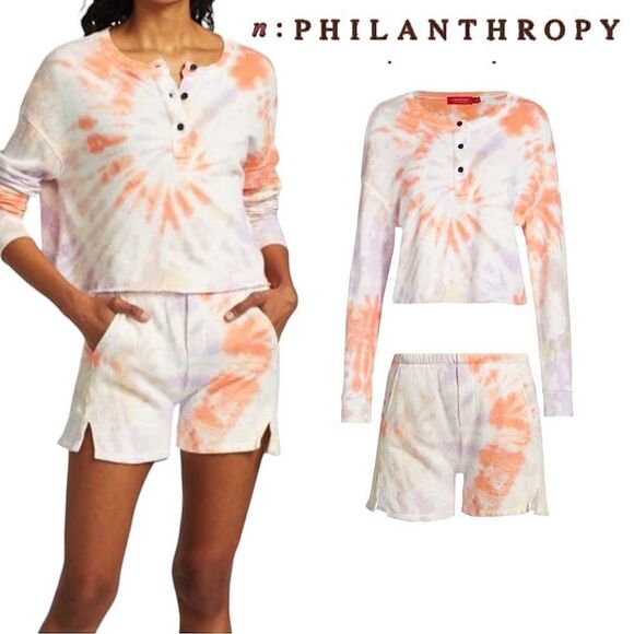 N:Philanthropy Harleen Tie Dye Sweatshirt & Bee Tie Dye Shorts Set - Picture 1 of 16